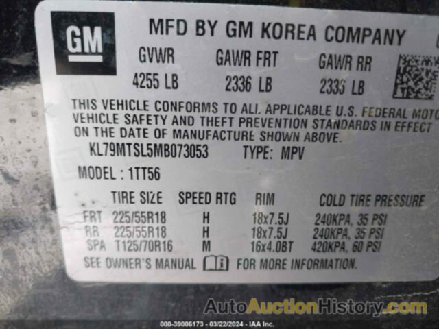 CHEVROLET TRAILBLAZER FWD RS, KL79MTSL5MB073053