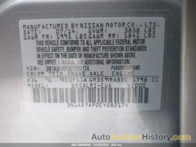 NISSAN SENTRA SR, 3N1AB7AP0EY282174