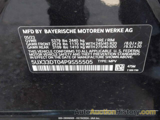BMW X4 XDRIVE30I, 5UX33DT04P9S55505