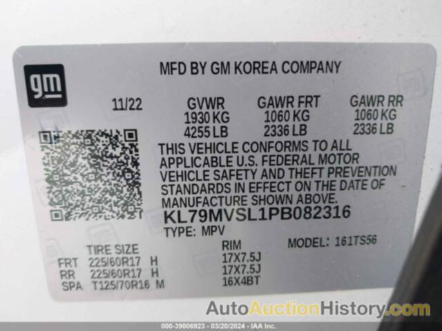 CHEVROLET TRAILBLAZER FWD ACTIV, KL79MVSL1PB082316