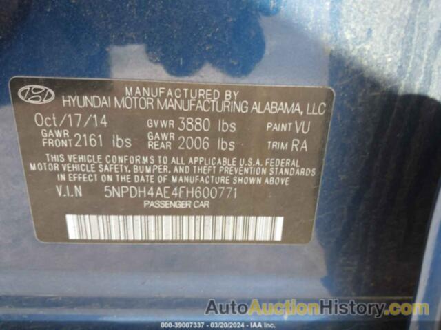 HYUNDAI ELANTRA SE, 5NPDH4AE4FH600771