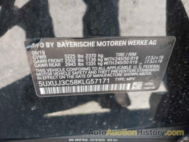 BMW X4 XDRIVE30I, 5UXUJ3C58KLG57171