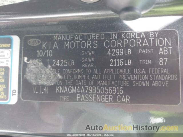 KIA OPTIMA LX, KNAGM4A79B5056916