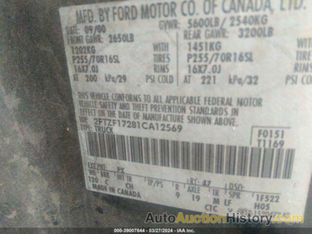 FORD F-150 XL/XLT, 2FTZF17281CA12569