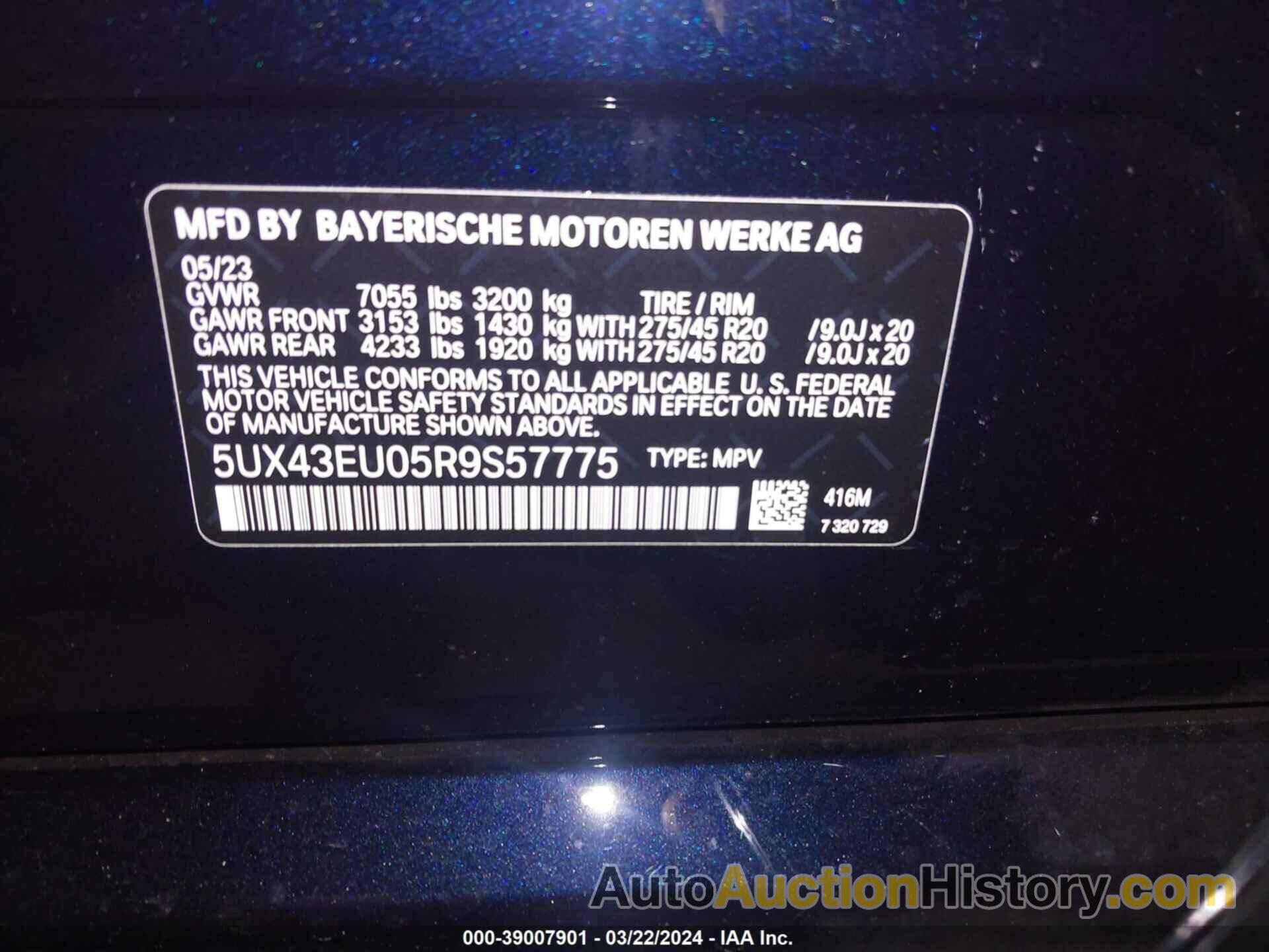 BMW X5 PHEV XDRIVE50E, 5UX43EU05R9S57775