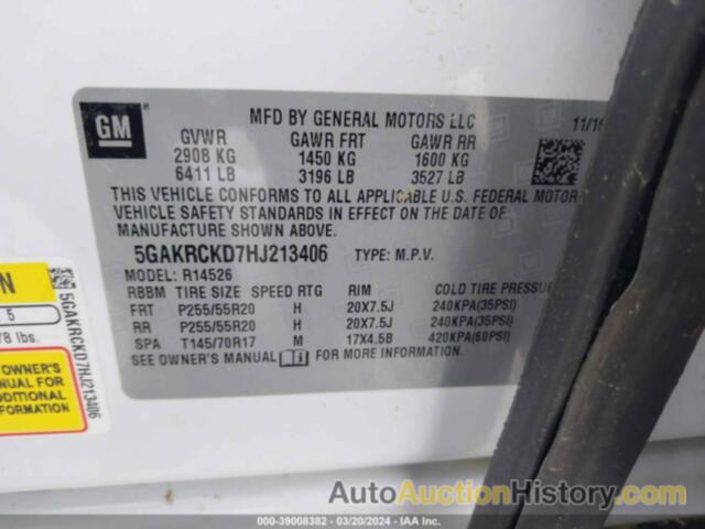 BUICK ENCLAVE PREMIUM, 5GAKRCKD7HJ213406