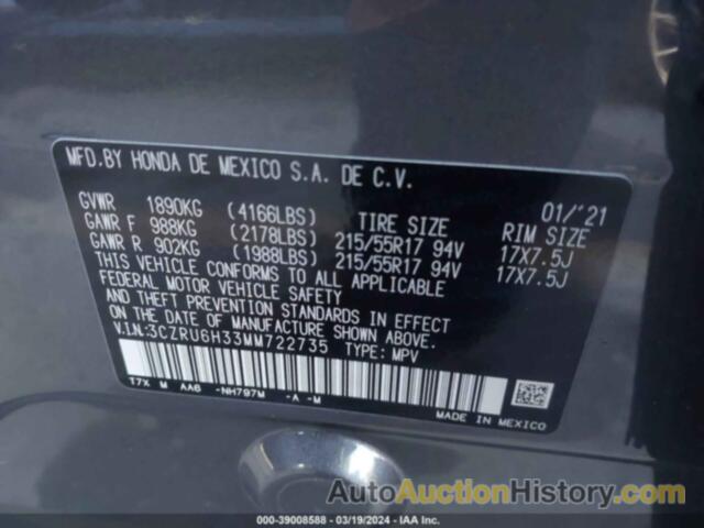 HONDA HR-V AWD LX, 3CZRU6H33MM722735