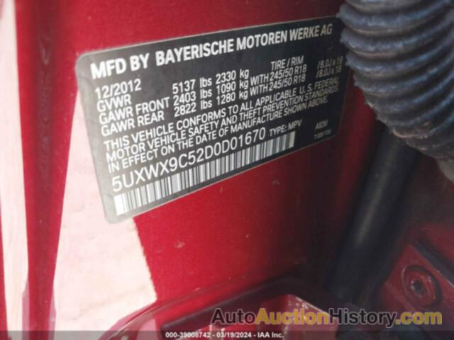 BMW X3 XDRIVE28I, 5UXWX9C52D0D01670