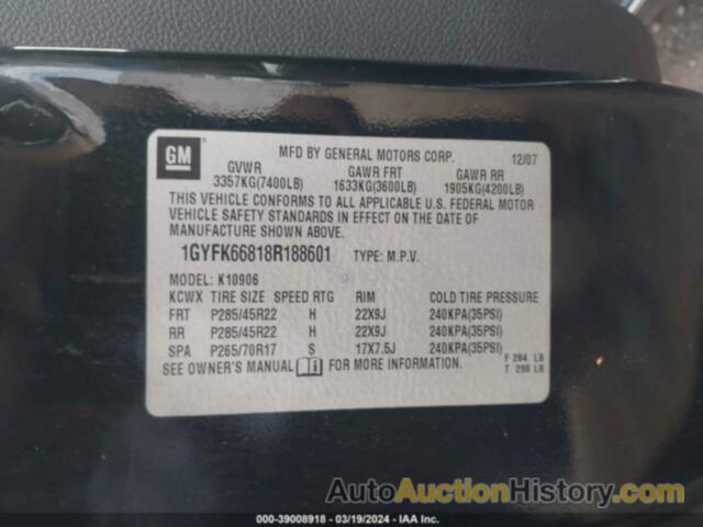 CADILLAC ESCALADE ESV STANDARD, 1GYFK66818R188601