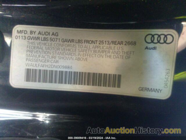 AUDI A5 2.0T PREMIUM, WAULFAFH2DN009884