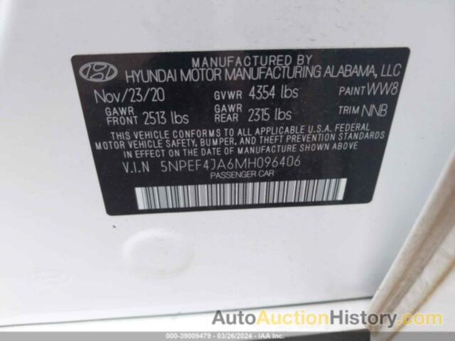 HYUNDAI SONATA SEL, 5NPEF4JA6MH096406