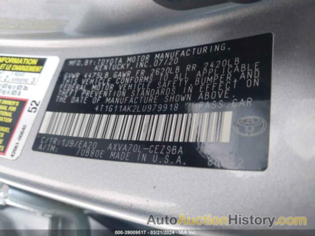 TOYOTA CAMRY SE, 4T1G11AK2LU979918