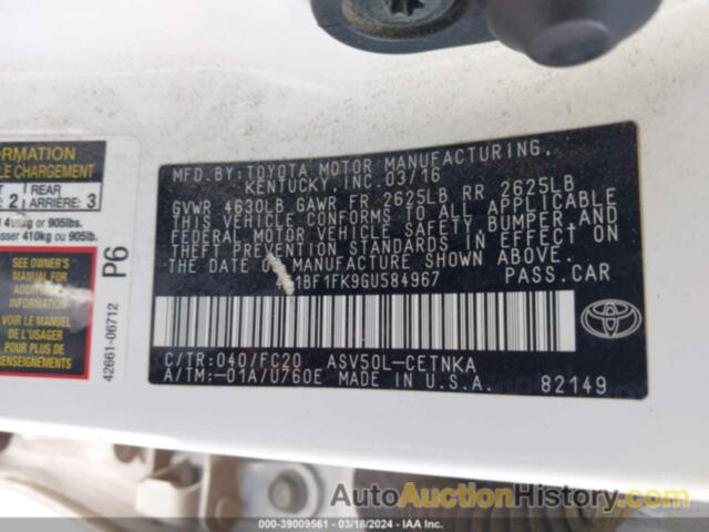 TOYOTA CAMRY LE, 4T1BF1FK9GU584967