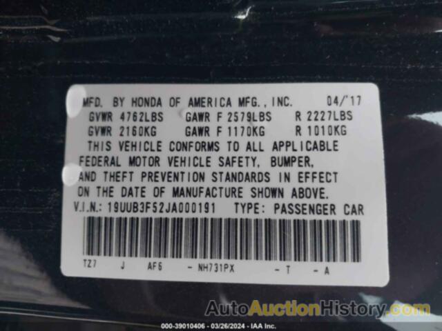 ACURA TLX TECH PKG, 19UUB3F52JA000191