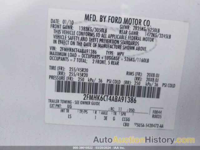 FORD FLEX SEL, 2FMHK6CT4ABA91386