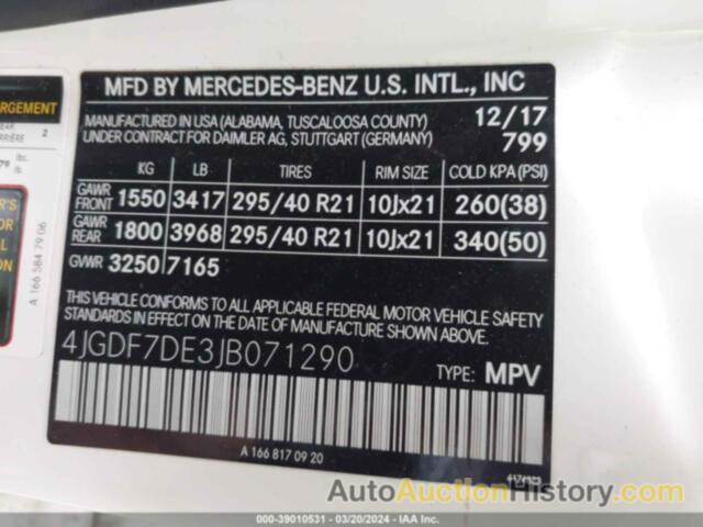 MERCEDES-BENZ GLS 550 4MATIC, 4JGDF7DE3JB071290