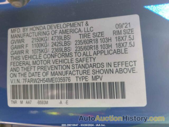 HONDA CR-V AWD EX, 7FARW2H54ME035976