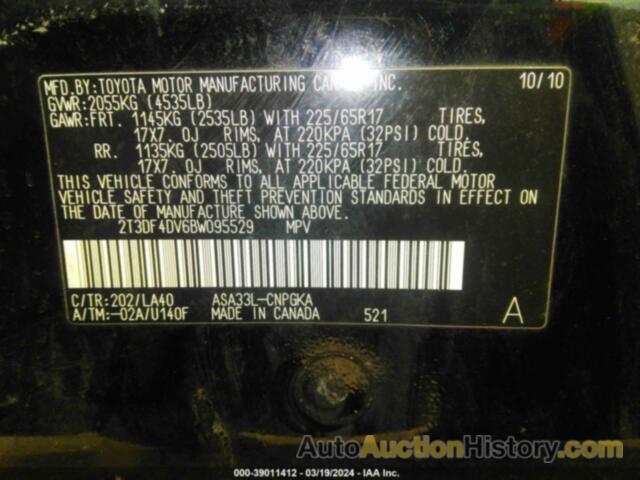 TOYOTA RAV4 LIMITED, 2T3DF4DV6BW095529