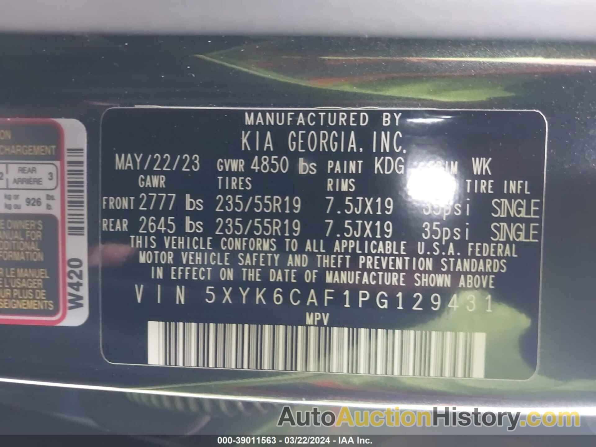KIA SPORTAGE X-LINE, 5XYK6CAF1PG129431