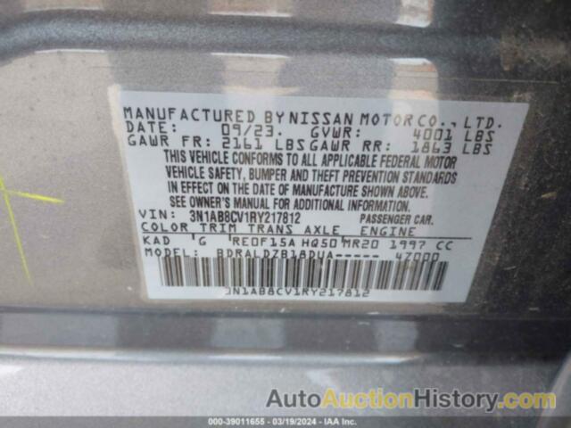 NISSAN SENTRA SV, 3N1AB8CV1RY217812