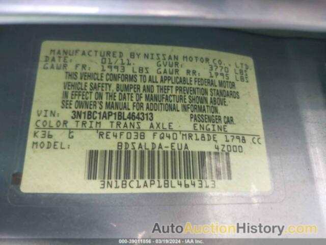 NISSAN VERSA 1.8S, 3N1BC1AP1BL464313