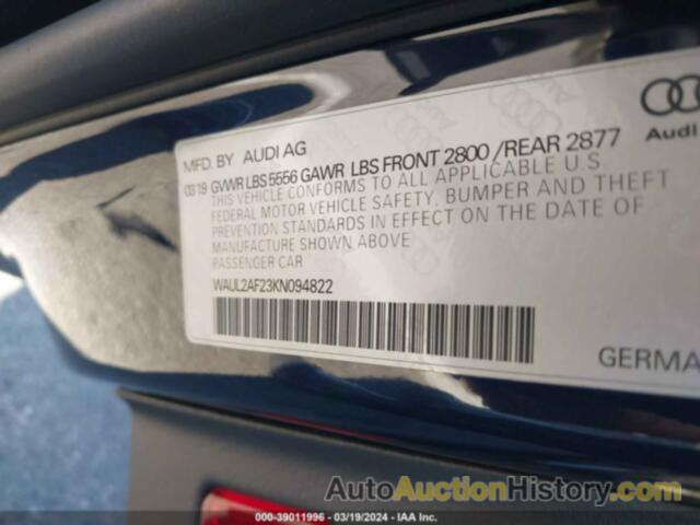 AUDI A6 55 PREMIUM, WAUL2AF23KN094822