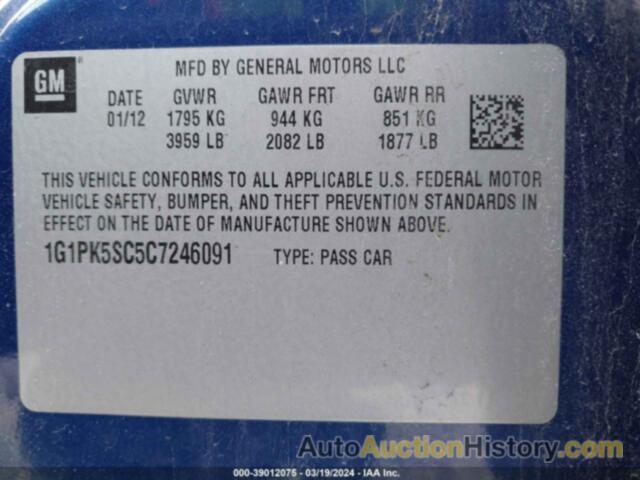 CHEVROLET CRUZE ECO, 1G1PK5SC5C7246091