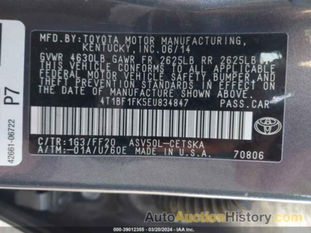 TOYOTA CAMRY SE, 4T1BF1FK5EU834847