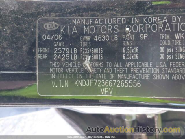 KIA SPORTAGE EX V6/LX V6, KNDJF723667265556