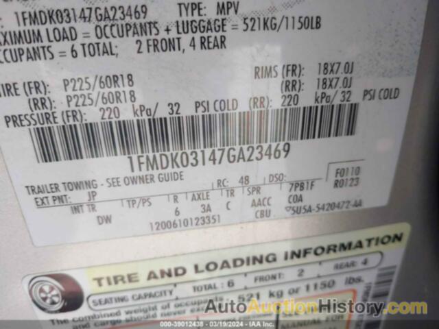 FORD FREESTYLE LIMITED, 1FMDK03147GA23469