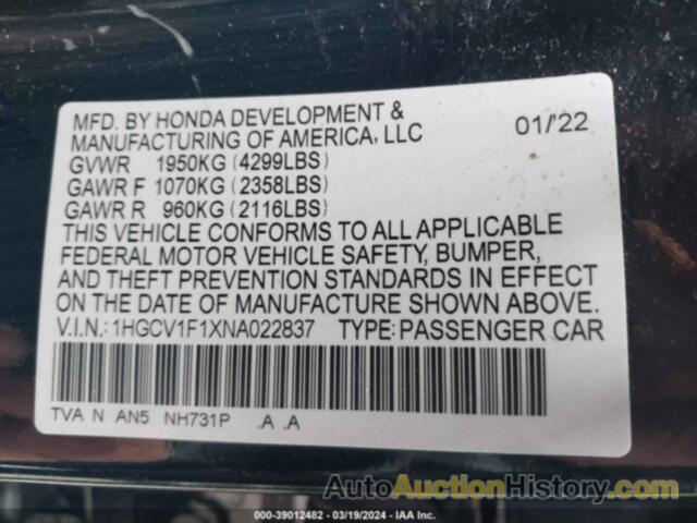 HONDA ACCORD LX, 1HGCV1F1XNA022837