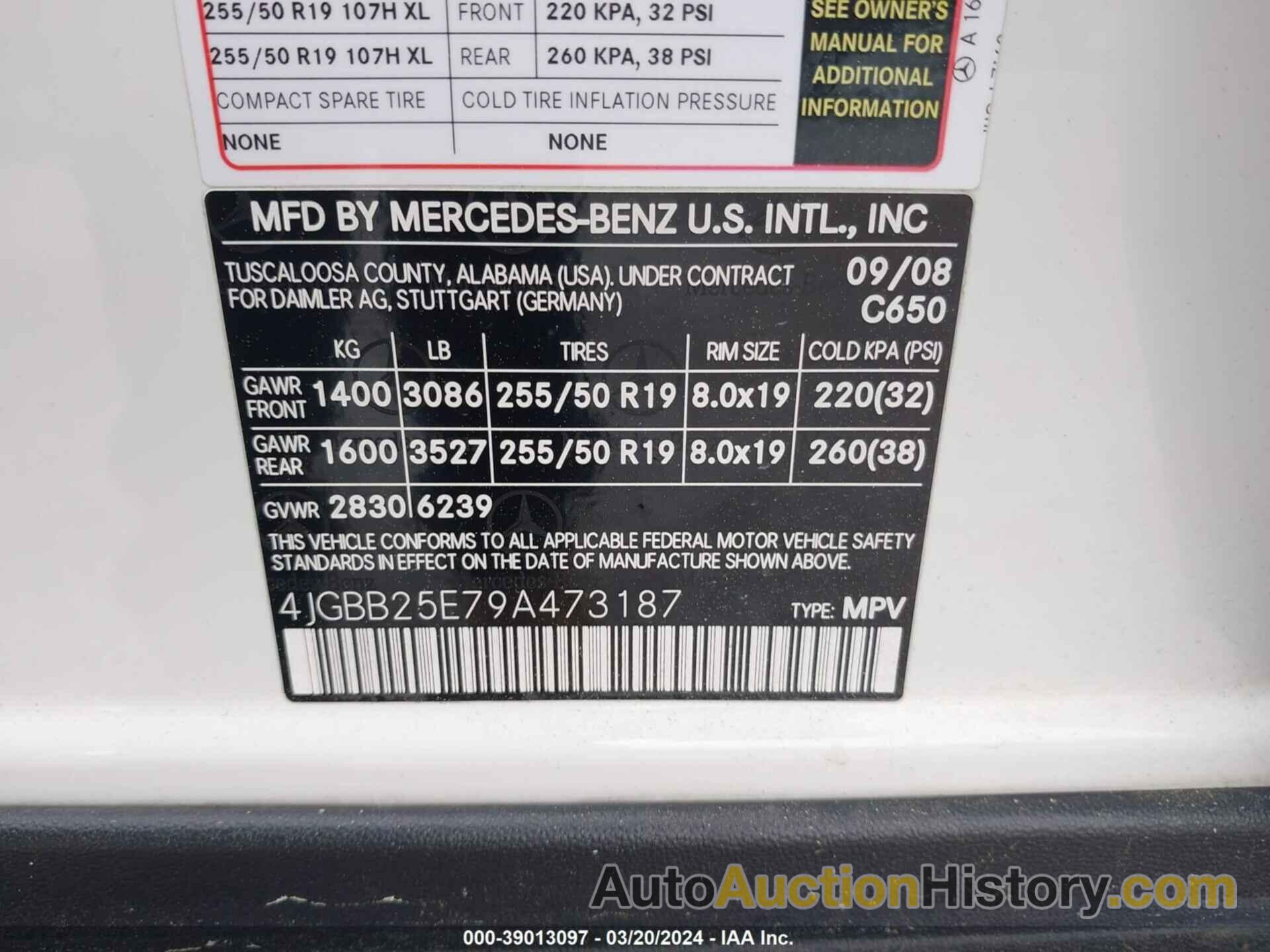 MERCEDES-BENZ ML 320 BLUETEC 4MATIC, 4JGBB25E79A473187