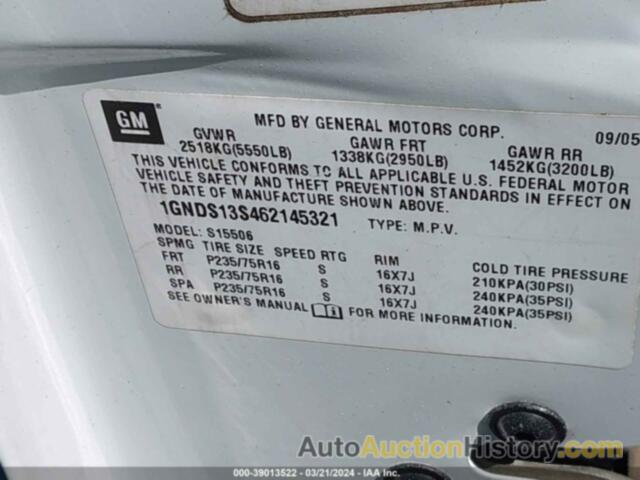 CHEVROLET TRAILBLAZER LS, 1GNDS13S462145321