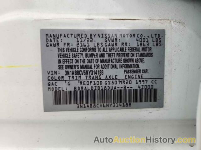 NISSAN SENTRA SV, 3N1AB8CV6NY314188