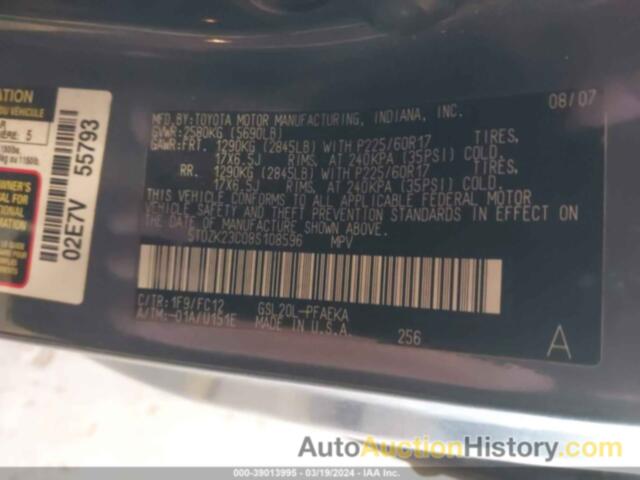 TOYOTA SIENNA LE, 5TDZK23C08S108596