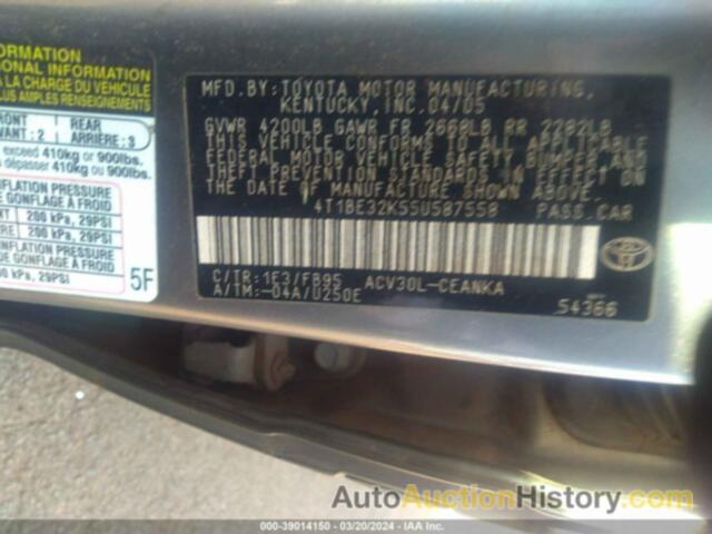 TOYOTA CAMRY LE, 4T1BE32K55U587558