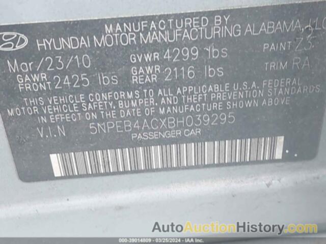 HYUNDAI SONATA GLS, 5NPEB4ACXBH039295