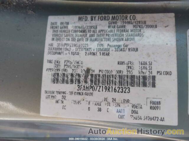 FORD FUSION SE, 3FAHP07Z19R162323