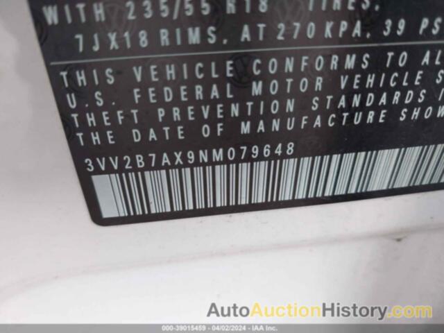 VOLKSWAGEN TIGUAN 2.0T SE, 3VV2B7AX9NM079648