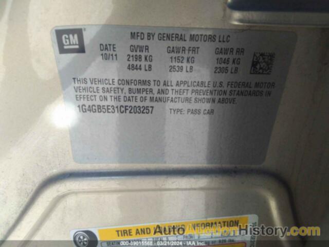 BUICK LACROSSE CONVENIENCE GROUP, 1G4GB5E31CF203257