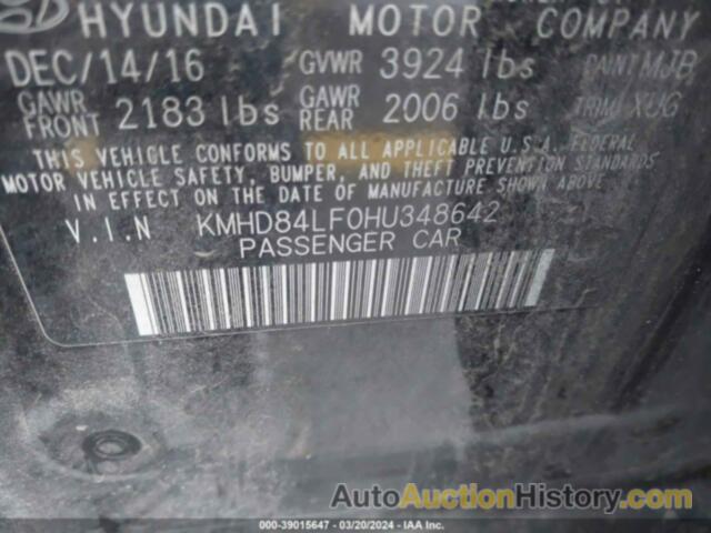 HYUNDAI ELANTRA VALUE EDITION, KMHD84LF0HU348642