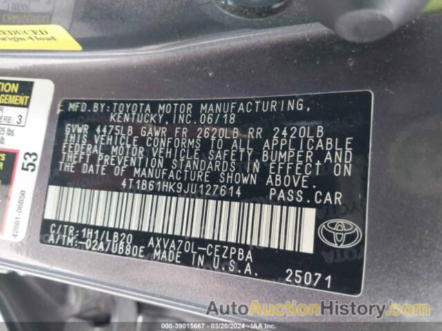 TOYOTA CAMRY XSE, 4T1B61HK9JU127614