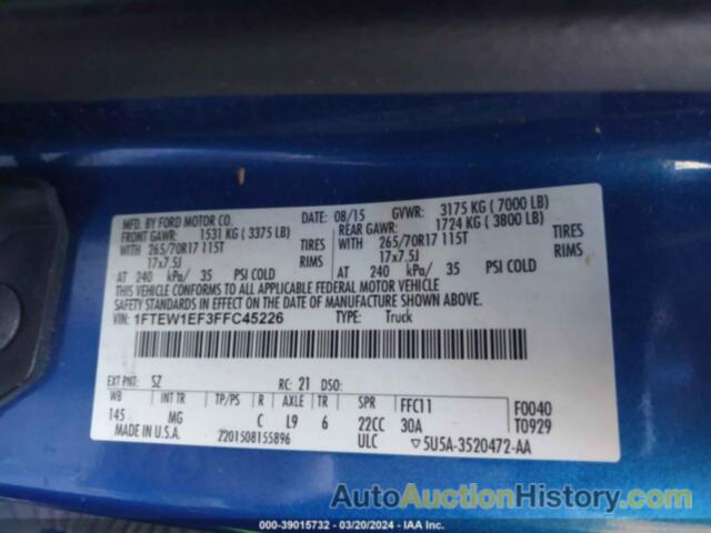 FORD F-150 XLT, 1FTEW1EF3FFC45226