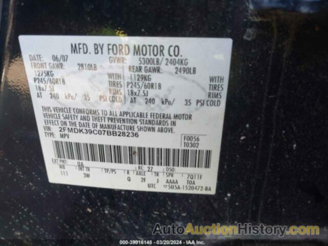 FORD EDGE SEL PLUS, 2FMDK39C07BB28236