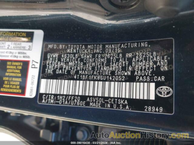 TOYOTA CAMRY SE, 4T1BF1FK8GU142052