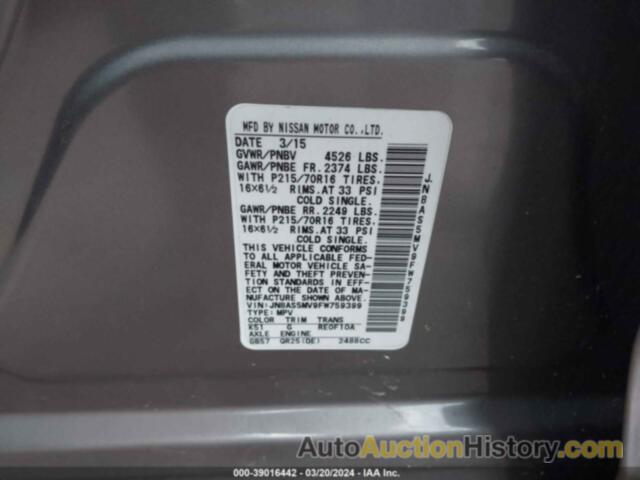 NISSAN ROGUE SELECT S, JN8AS5MV9FW759399