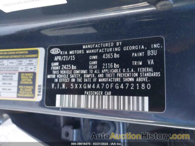 KIA OPTIMA LX, 5XXGM4A70FG472180