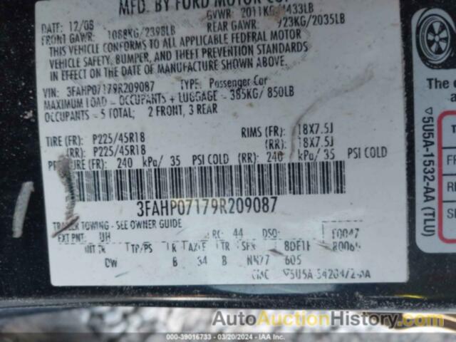 FORD FUSION SE, 3FAHP07179R209087