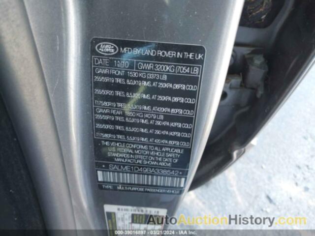 LAND ROVER RANGE ROVER HSE, SALME1D49BA338542