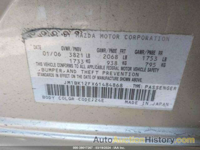 MAZDA MAZDA3 I, JM1BK12FX61484868